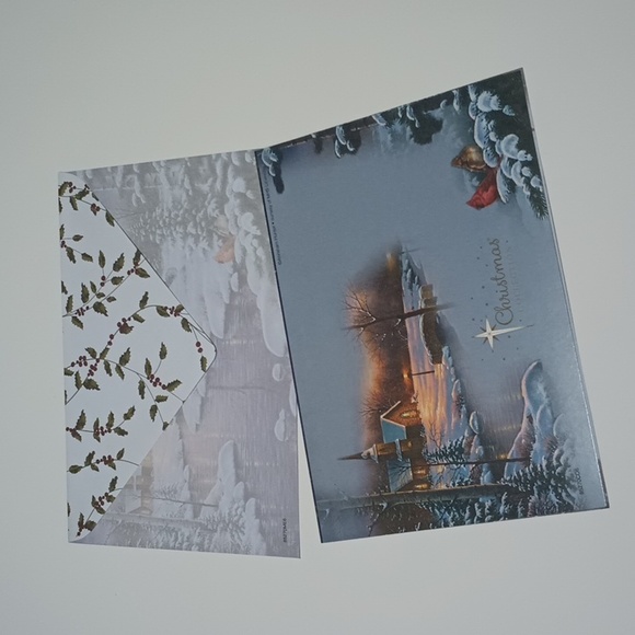 $2 Add-on Foil Snowy Church Scene Christmas Card & Envelope Gold - Picture 2 of 9